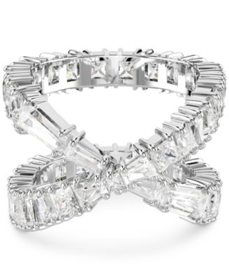 Swarovski - Rhodium-Plated Square Crystal Infinity Ring