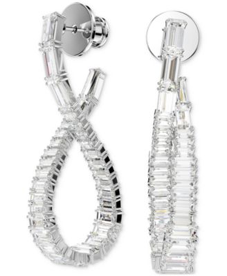Swarovski - Rhodium-Plated Baguette Crystal Infinity Drop Earrings