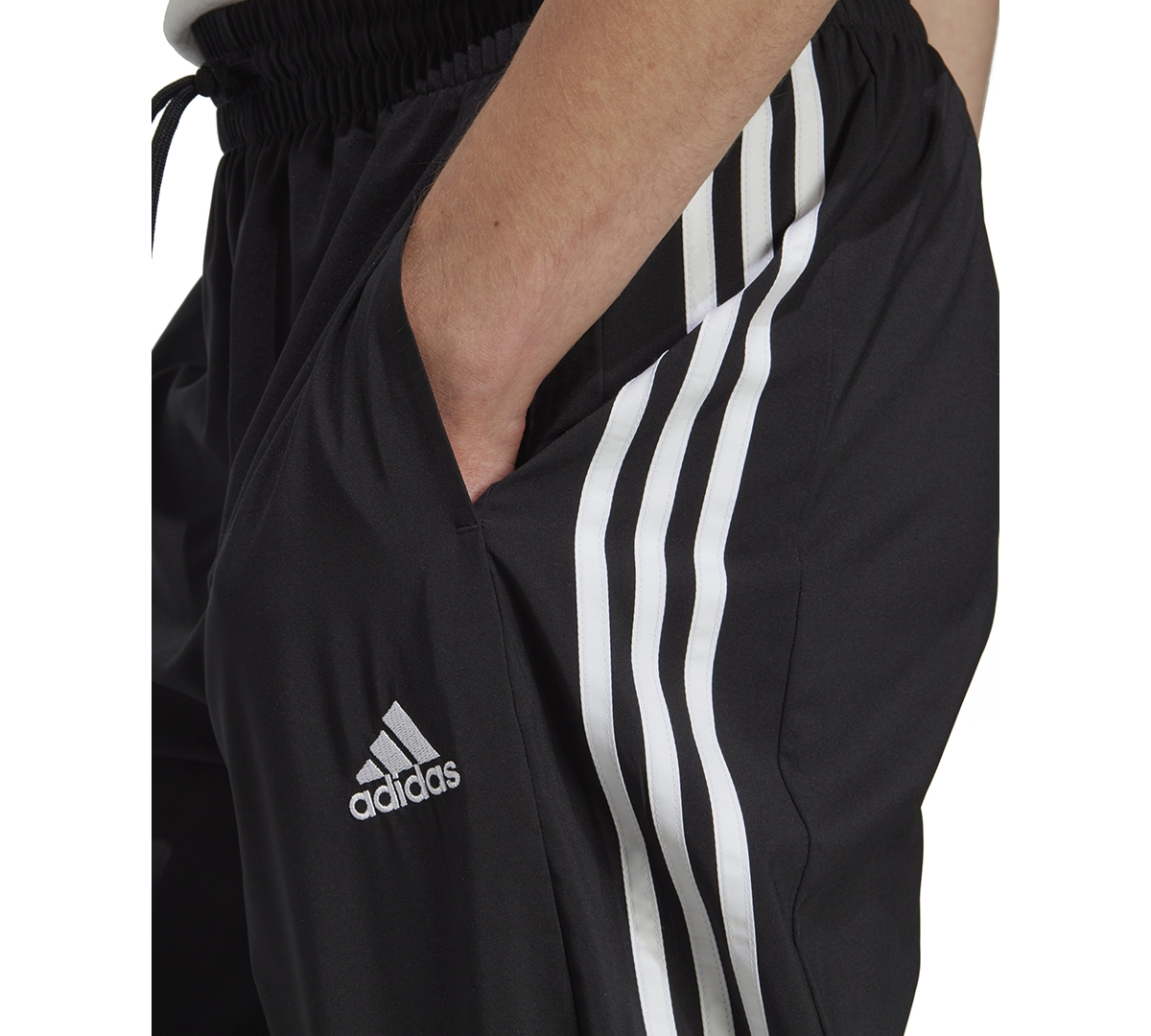 adidas Men's Aeroready Essentials Elastic Cuff Woven 3-Stripes Tracksuit Pants -white