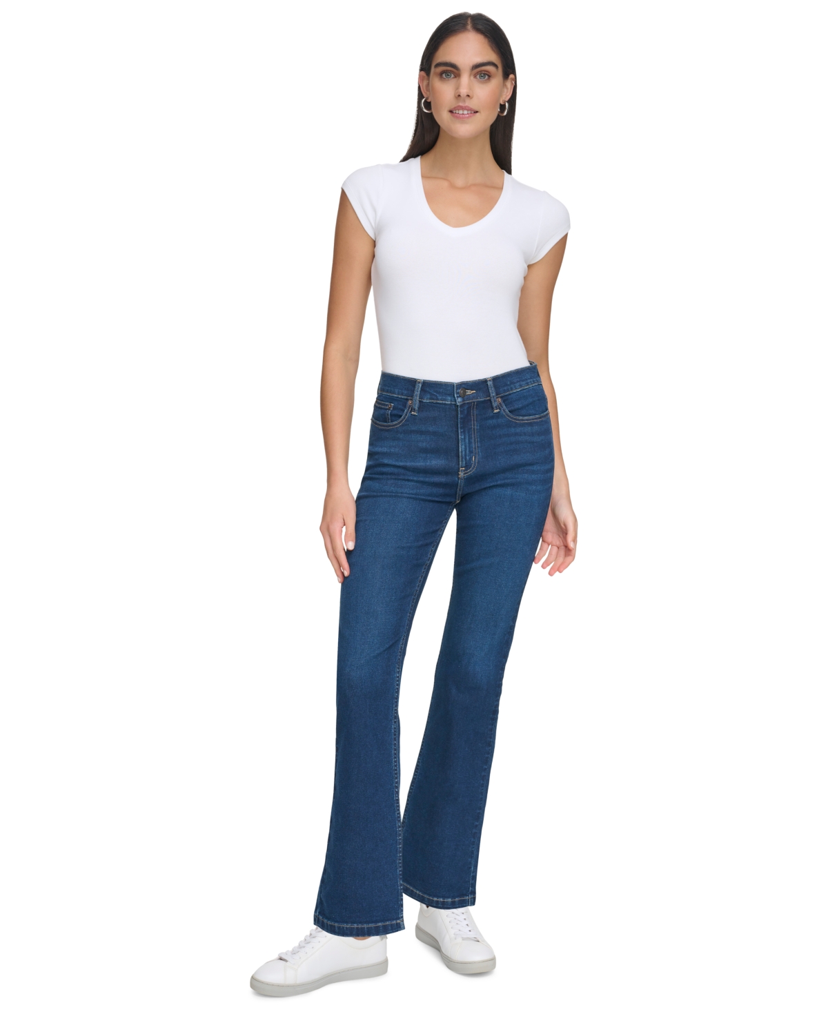 Shop Calvin Klein Jeans Est.1978 Petite High-rise Bootcut Jeans In Malibu
