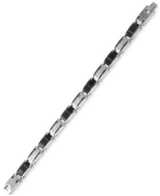 Men's Diamond Link Bracelet (1/4 ct. t.w.) in Stainless Steel & Black Ion-Plate