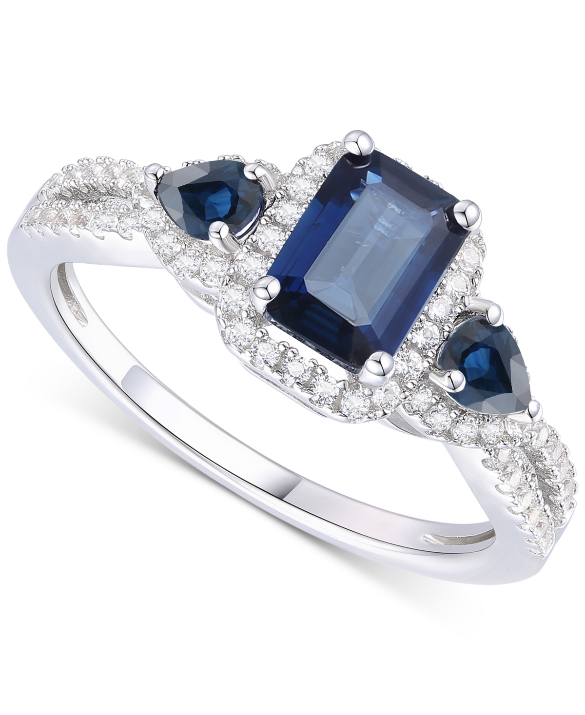 Macy's Emerald (1-1/3 Ct. T.w.) & Diamond Ring (1/3 Ct. T.w.) In 14k Gold (also In Ruby & Sapphire) In Sapphire