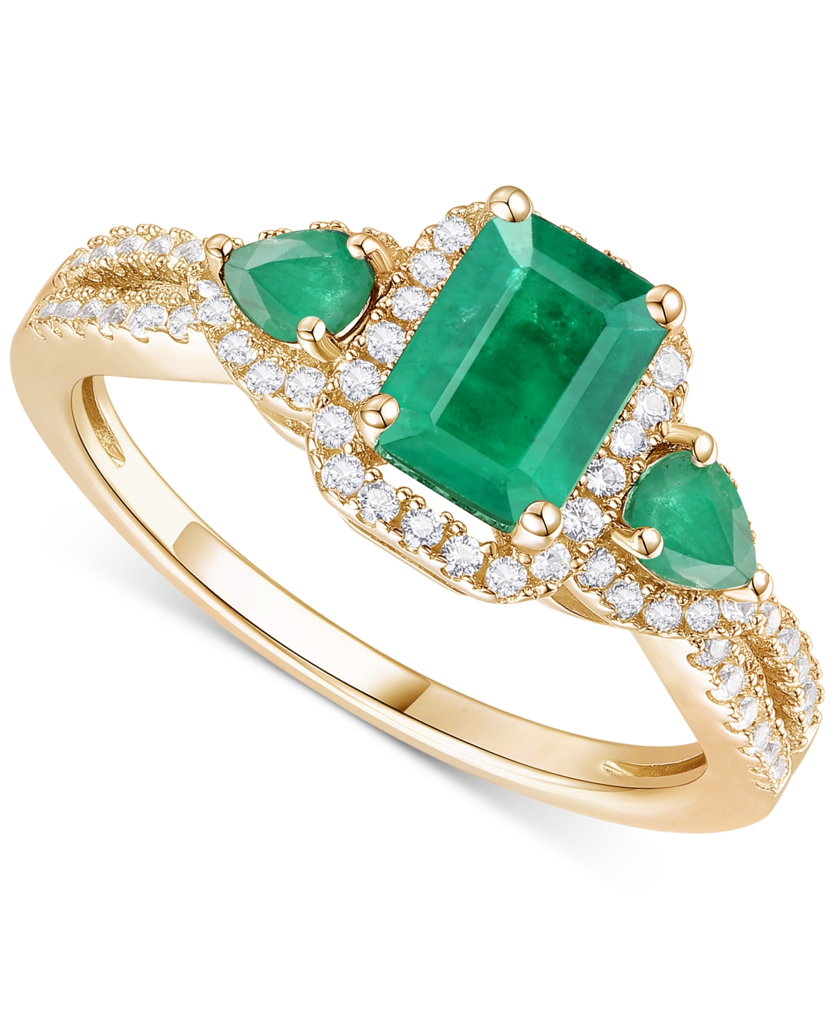 Macy's Emerald (1-1/3 Ct. T.w.) & Diamond Ring (1/3 Ct. T.w.) In 14k Gold (also In Ruby & Sapphire) In Emerald