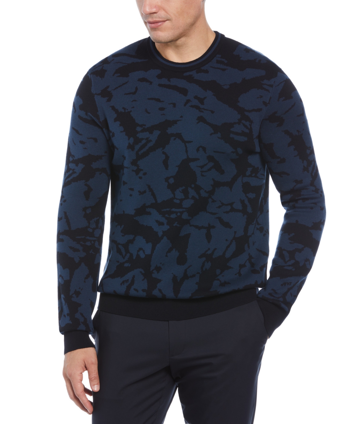 Men's Jacquard Camo Crewneck Pullover Sweater - Titan