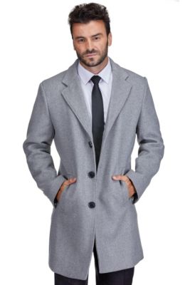 Men's Tailored Wool Blend Notch Collar Wool Blend Walker Car Coat