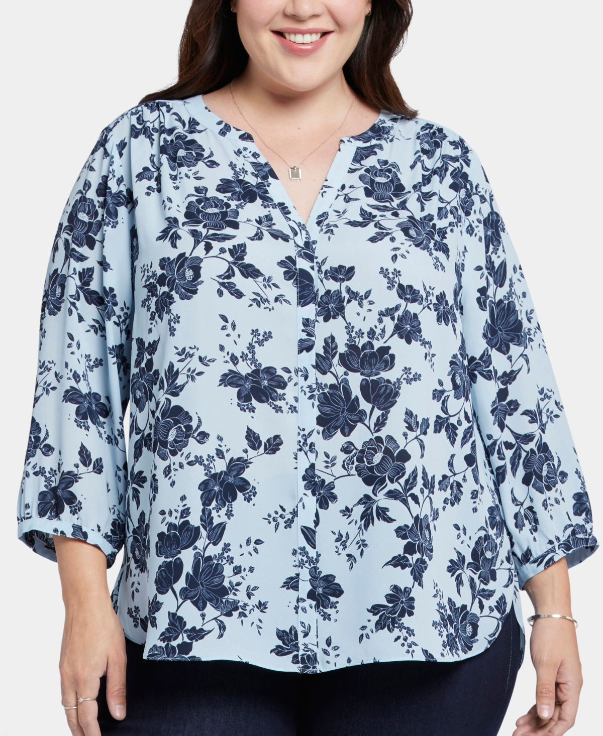 Shop Nydj Plus Size Pintuck Blouse In Rosemary Petals