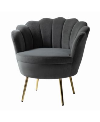 Modern Velvet Barrel Chair with Channel Tufted Back
