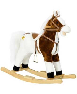Rocking Horse Toddler Ride on Horse with Sound Saddle, Brown