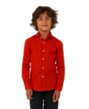 Boys red button up shirt discount