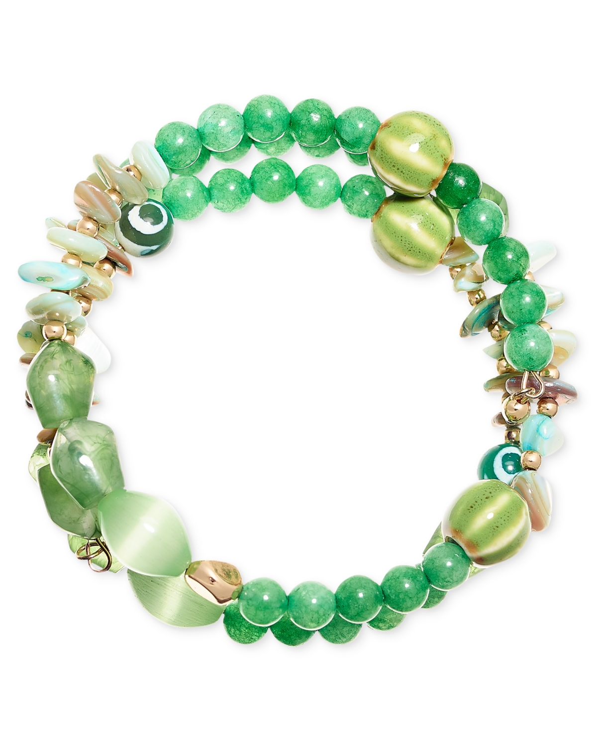 Shop Style & Co Beaded Coil Bracelet, Created For Macy's In Green