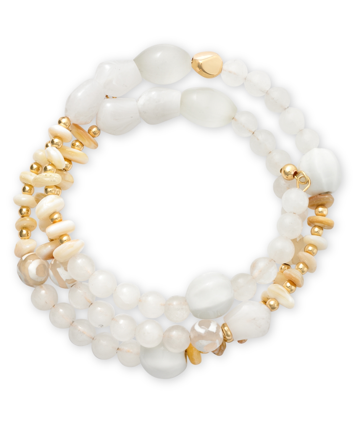 Shop Style & Co Beaded Coil Bracelet, Created For Macy's In White