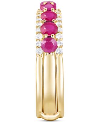 2-Pc. Set Emerald (7/8 ct. t.w.) Ring & Diamond Enhancer (1/4 ct. t.w.) in 14k Gold (Also in Ruby and Sapphire)