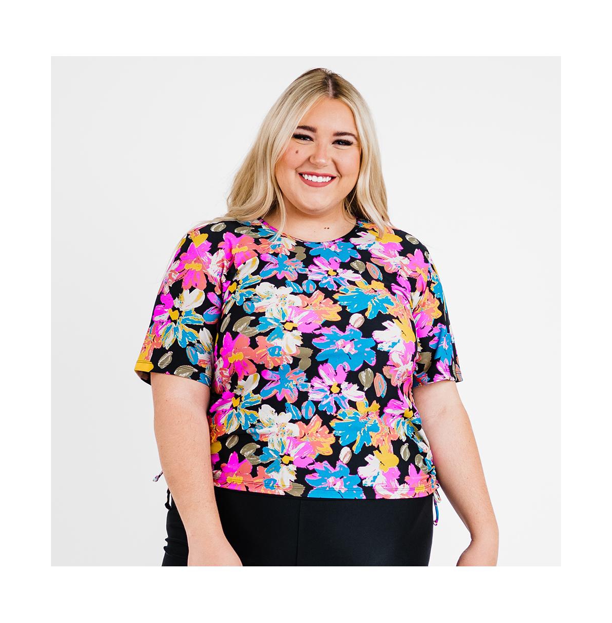 Plus Size Lena Swim Top - Graffiti garden