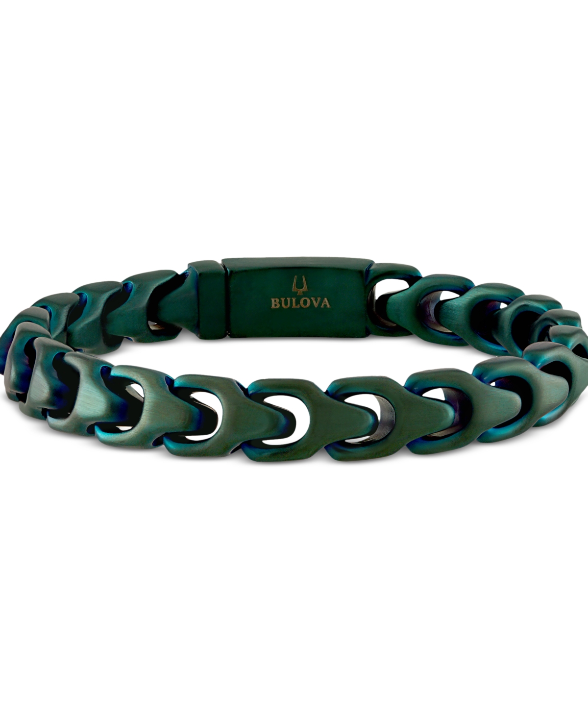 Bulova Green-tone Ip Stainless Steel Link Bracelet