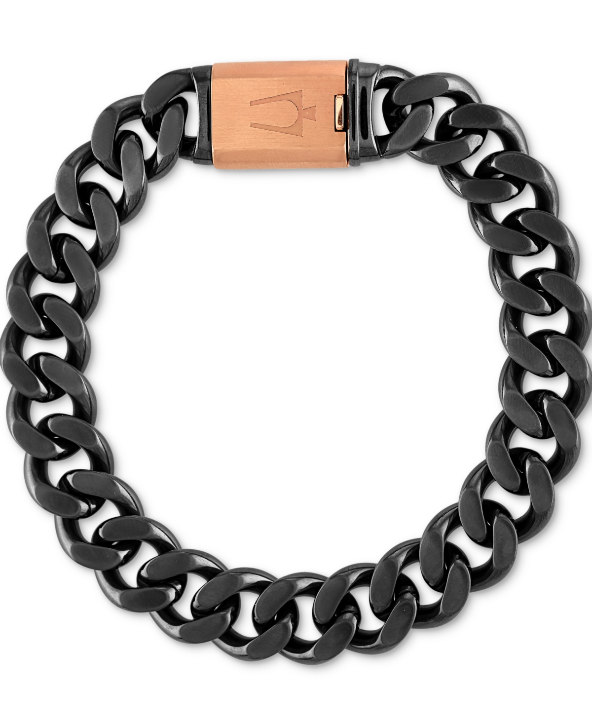 Bulova Gray & Rose Gold-tone Ip Stainless Steel Link Bracelet In Grey