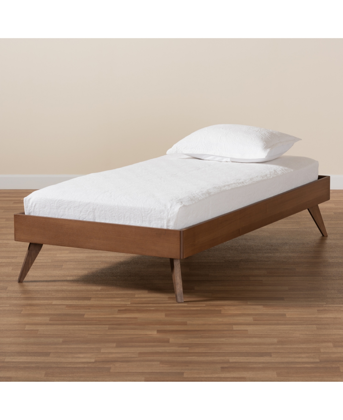 Baxton Studio Lissette Mid-century Modern Twin Size Finished Wood Platform Bed Frame In Ash Walnut