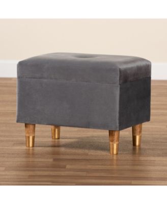 Elias Modern and Contemporary Velvet Fabric Upholstered and Finished Wood Storage Ottoman