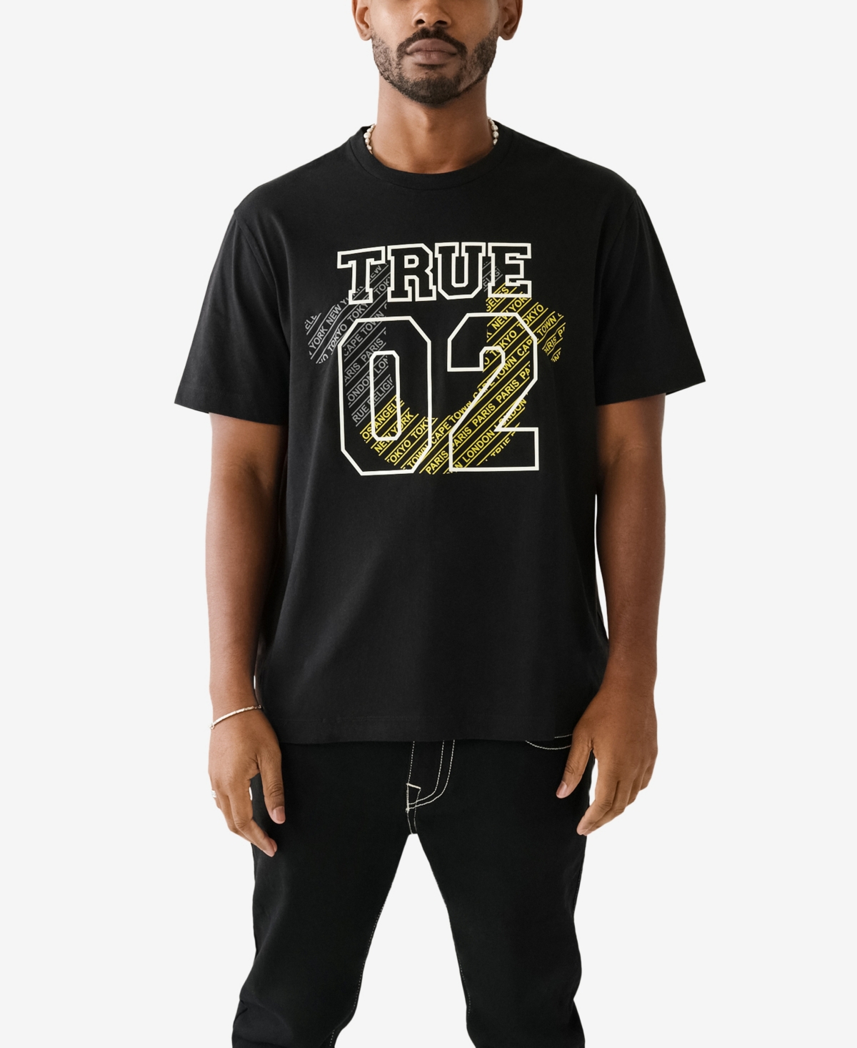 True Religion Men's Short Sleeve Relaxed 02 City T-shirt In Jet Black