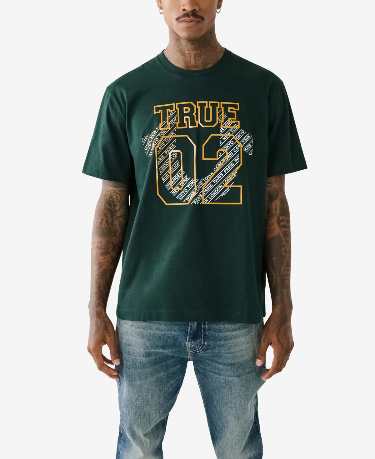 True Religion Men's Short Sleeve Relaxed 02 City T-shirt In Scarab