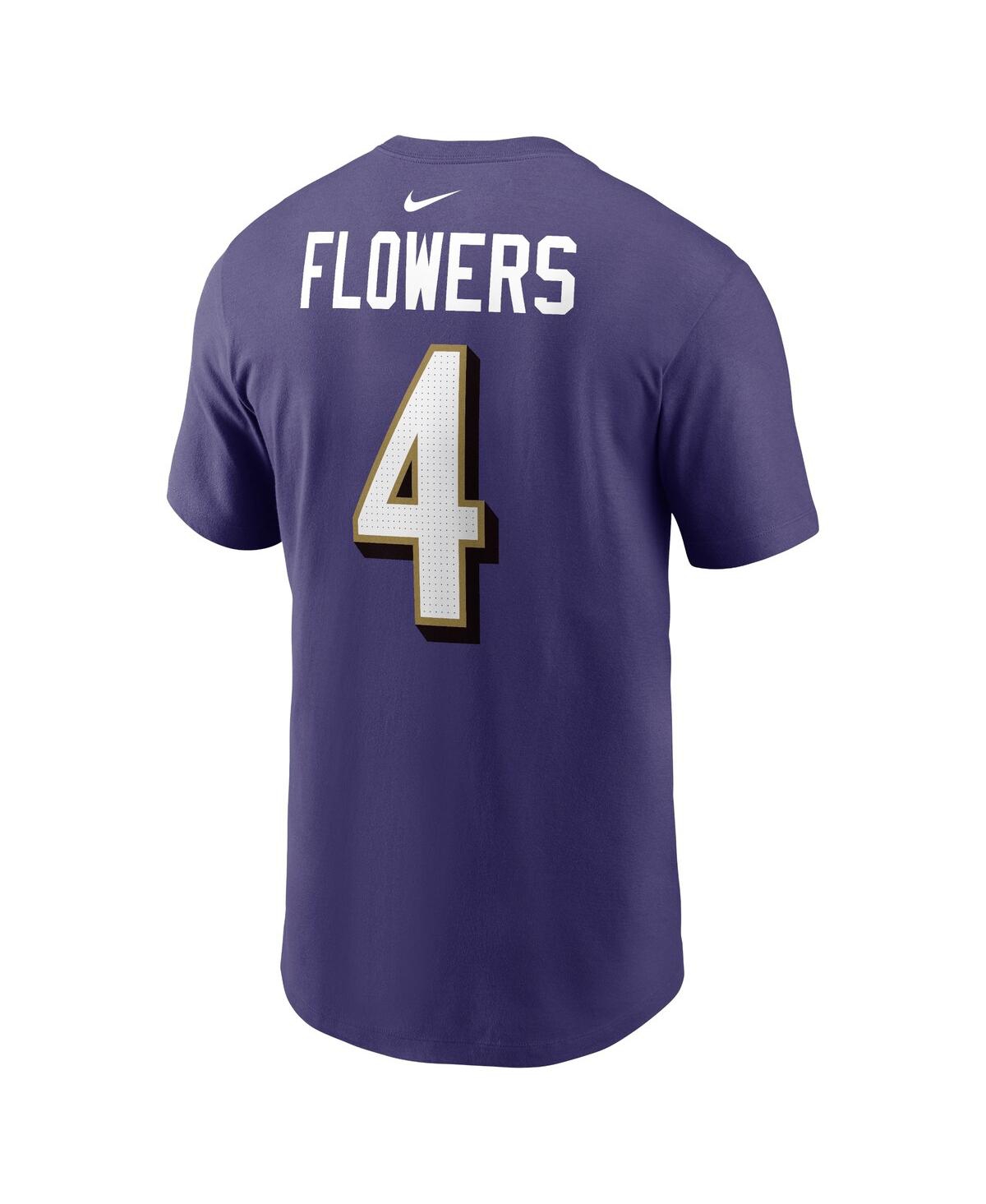 Shop Nike Men's  Zay Flowers Purple Baltimore Ravens Player Name And Number T-shirt
