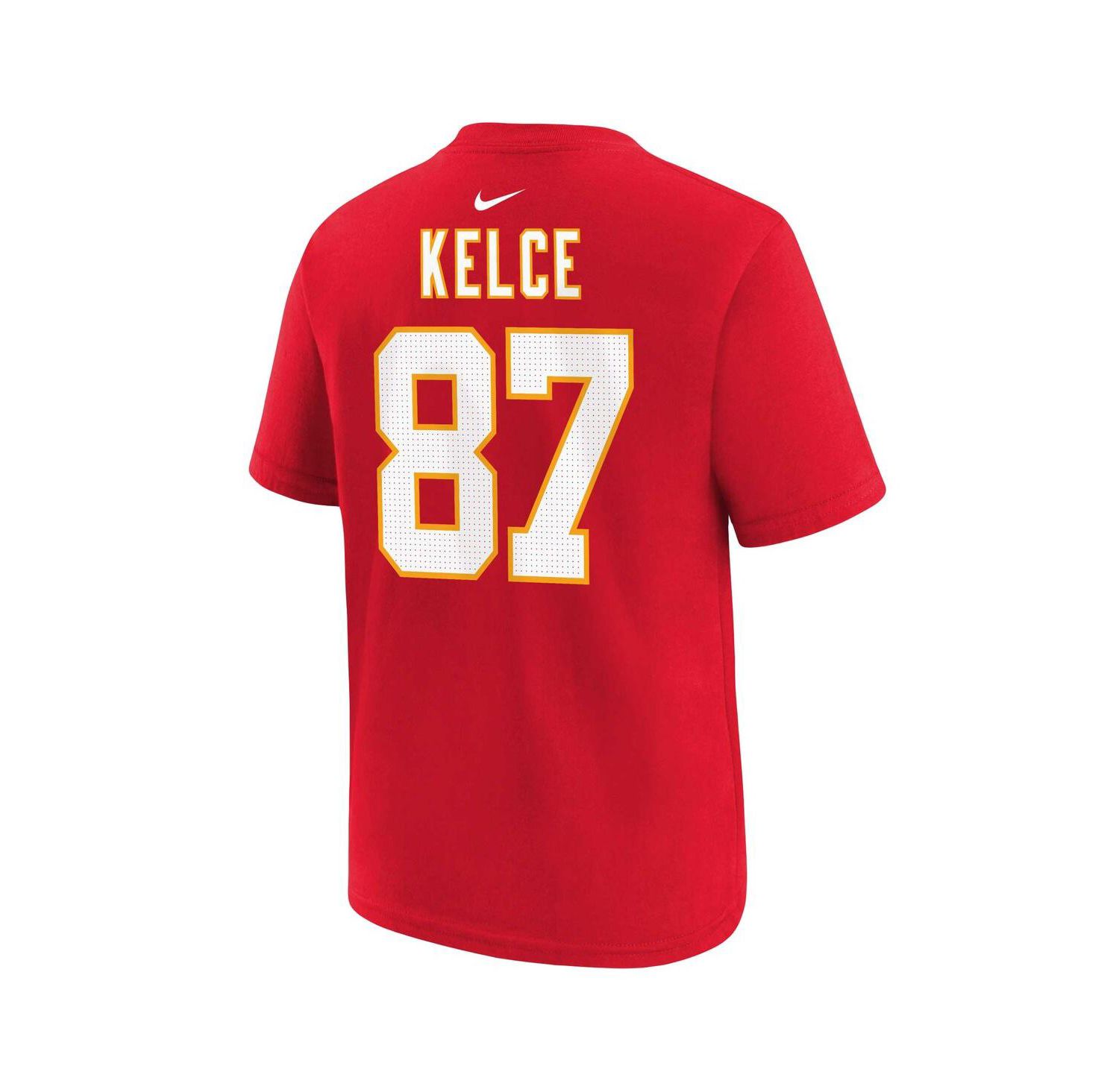 Big Boys Travis Kelce Red Kansas City Chiefs Player Name and Number T-shirt