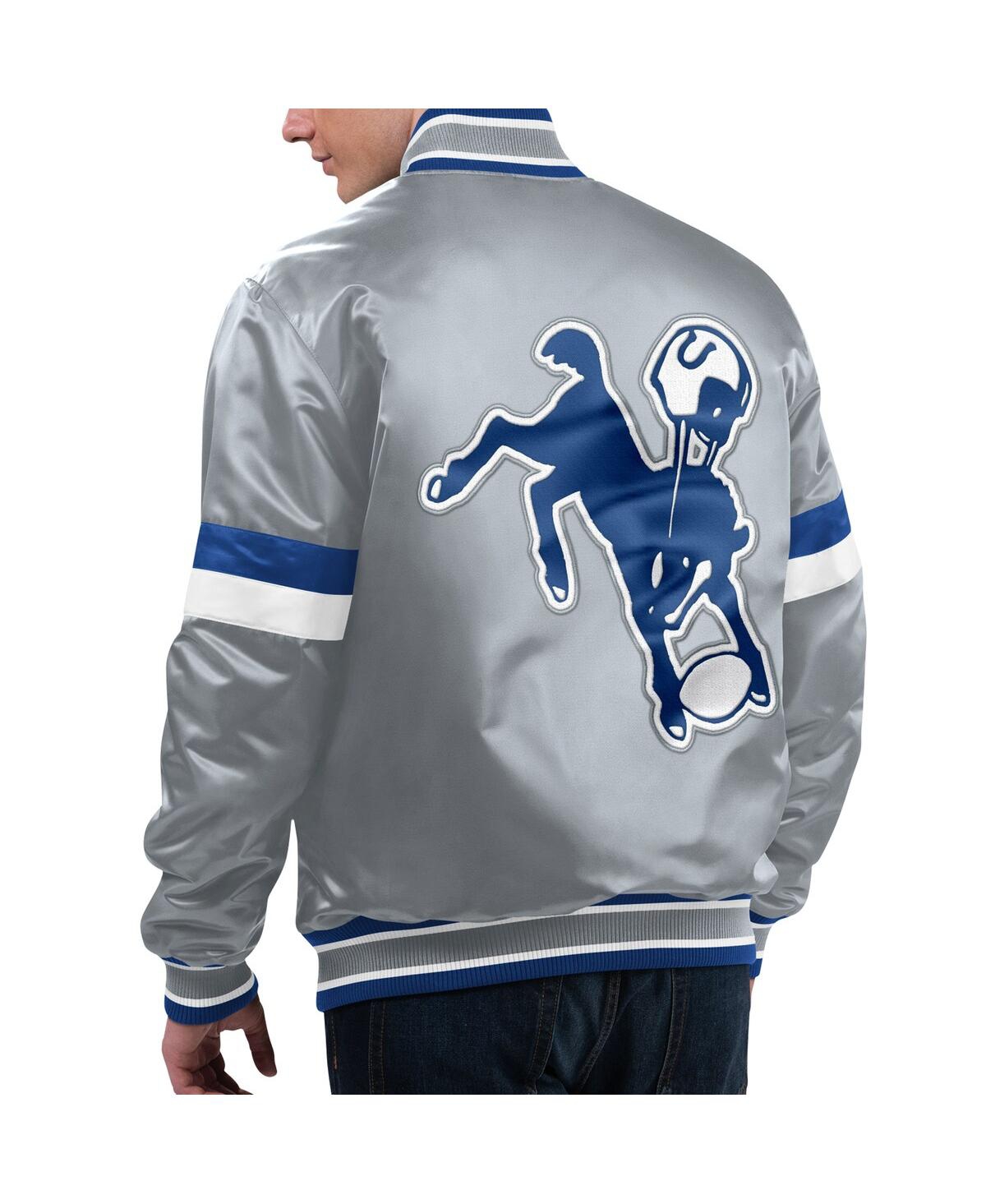 Shop Starter Men's  Gray Distressed Indianapolis Colts Gridiron Classics Home Game Satin Full-snap Varsity