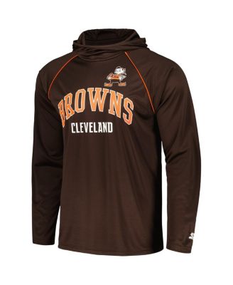 Men's Brown Distressed Cleveland Brown Gridiron Classics Throwback Raglan Long Sleeve Hooded T-shirt