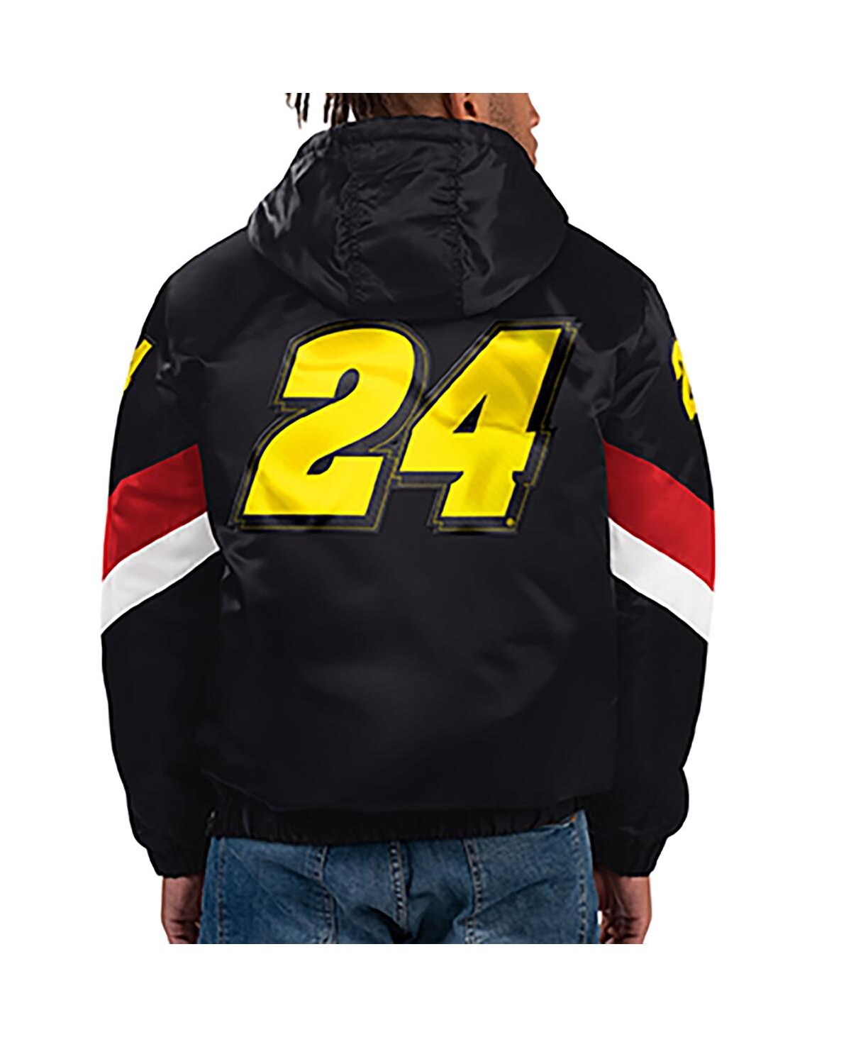 Shop Starter Men's  Black Jeff Gordon Home Team Satin Half-zip Hoodie Jacket