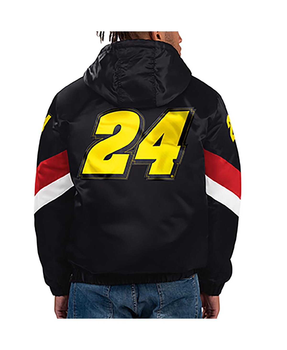 Starter Black Jeff Gordon Home Team Satin Half-zip Hoodie In Black