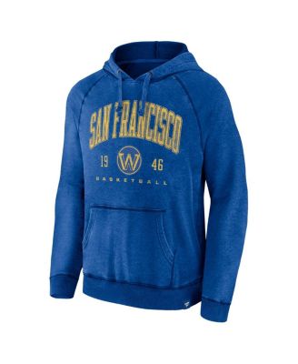 Men's Heather Royal Distressed Golden State Warriors Foul Trouble Snow Wash Raglan Pullover Hoodie