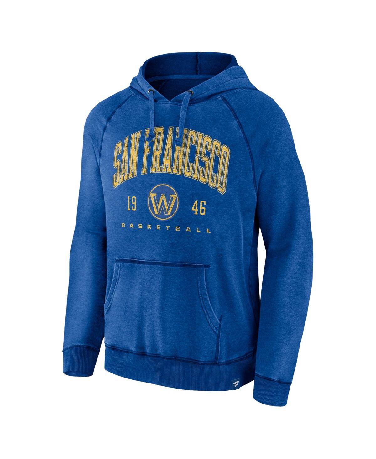 Shop Fanatics Men's  Heather Royal Distressed Golden State Warriors Foul Trouble Snow Wash Raglan Pullover