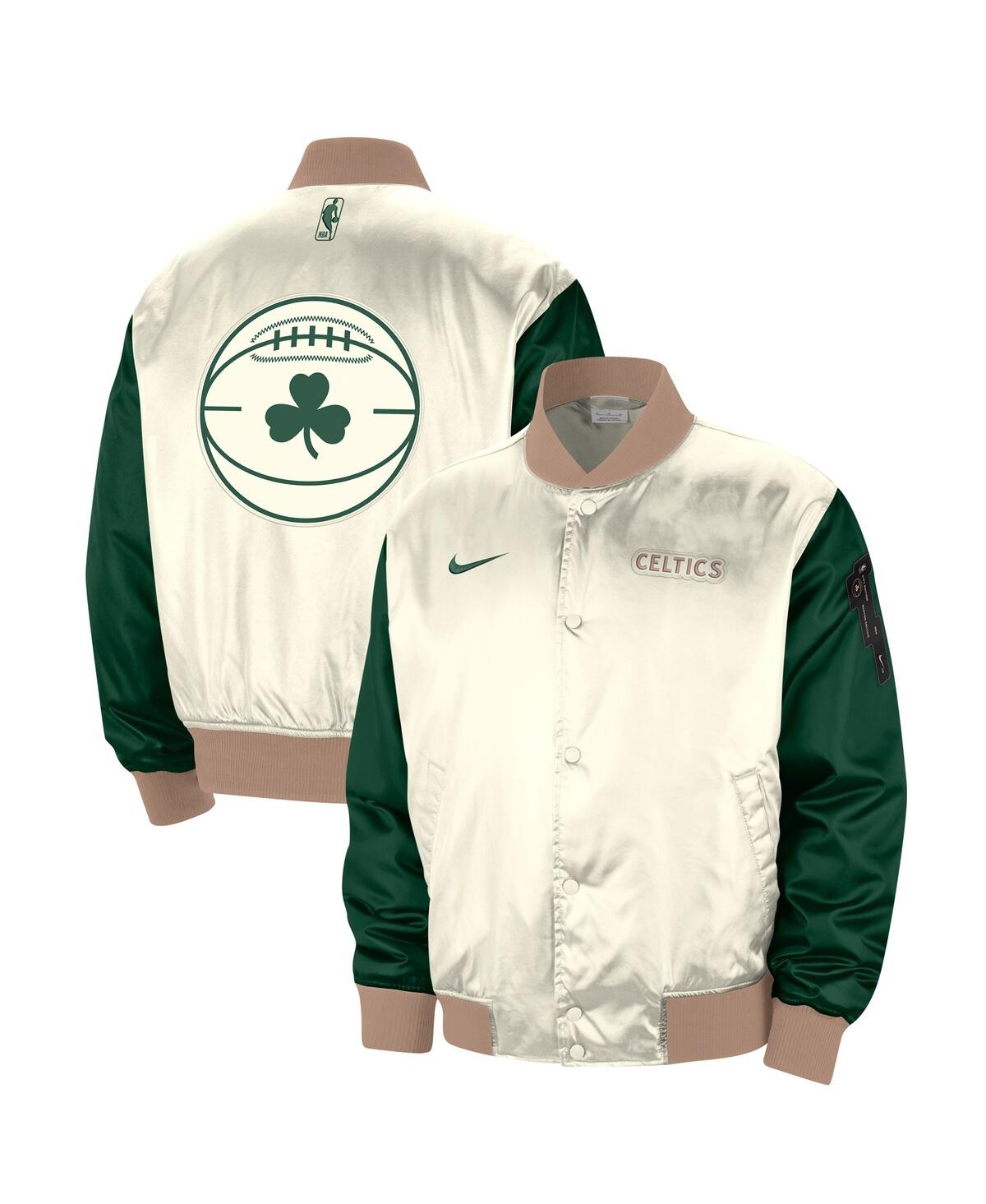 Men's Nike Cream Boston Celtics 2023/24 City Edition Courtside Premier Full-Snap Bomber Jacket - Cream