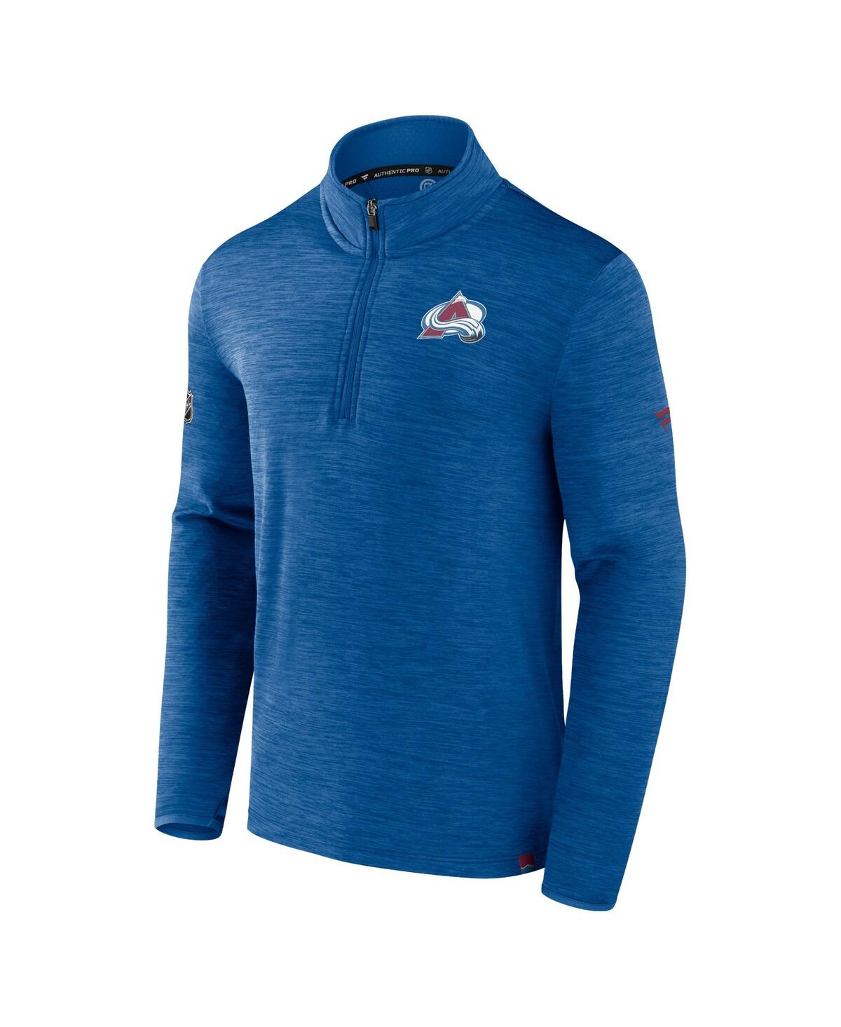 Men's FanaticsColorado Avalanche Authentic Pro Quarter-Zip Pullover Top - Heather Royal