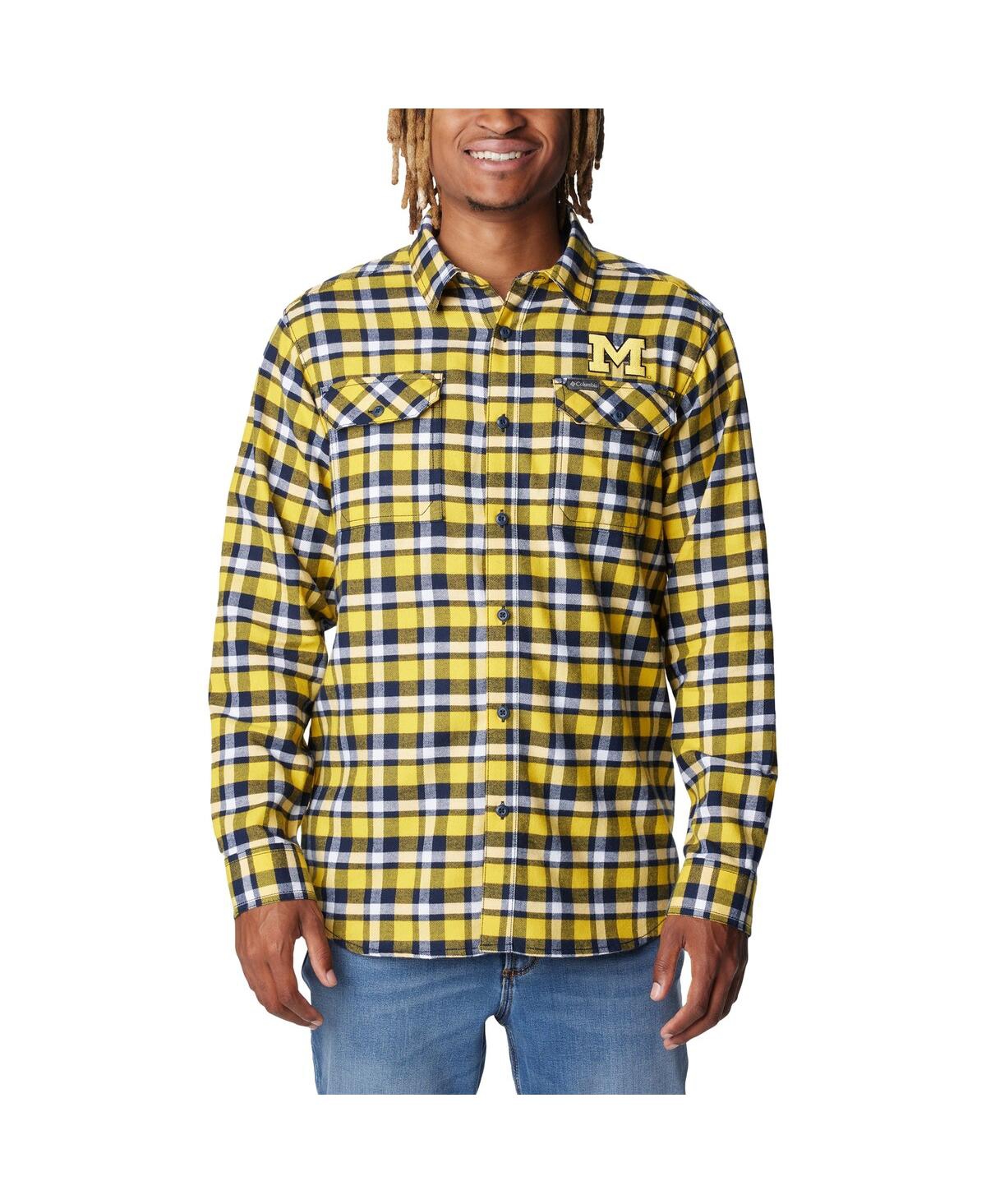 Men's Columbia Maize Michigan Wolverines Flare Flannel Long Sleeve Shirt - Maize