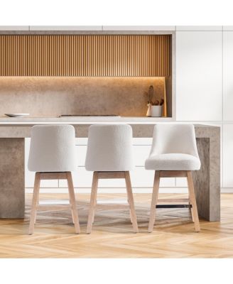 26" Upholstered Swivel Counter Height Bar Stools (Set of 3)