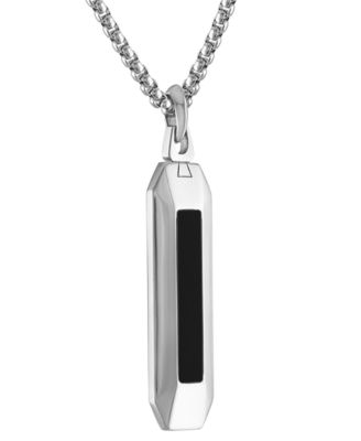Stainless Steel Gemstone Pendant Necklace, 24" + 2" extender