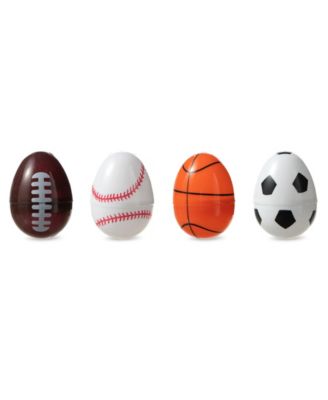 48 Pack 2.25" H Easter Plastic Fillable Sports Eggs, 12 of Each Basketball, Football, Baseball, Soccer