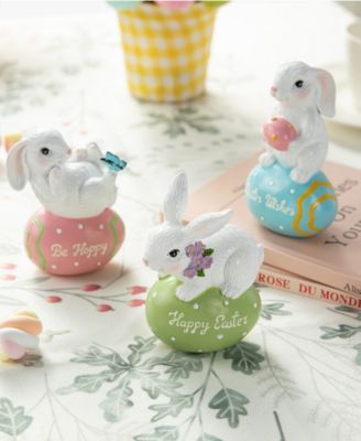 4.5" H Easter Resin Bunny Table Decor, Set of 3