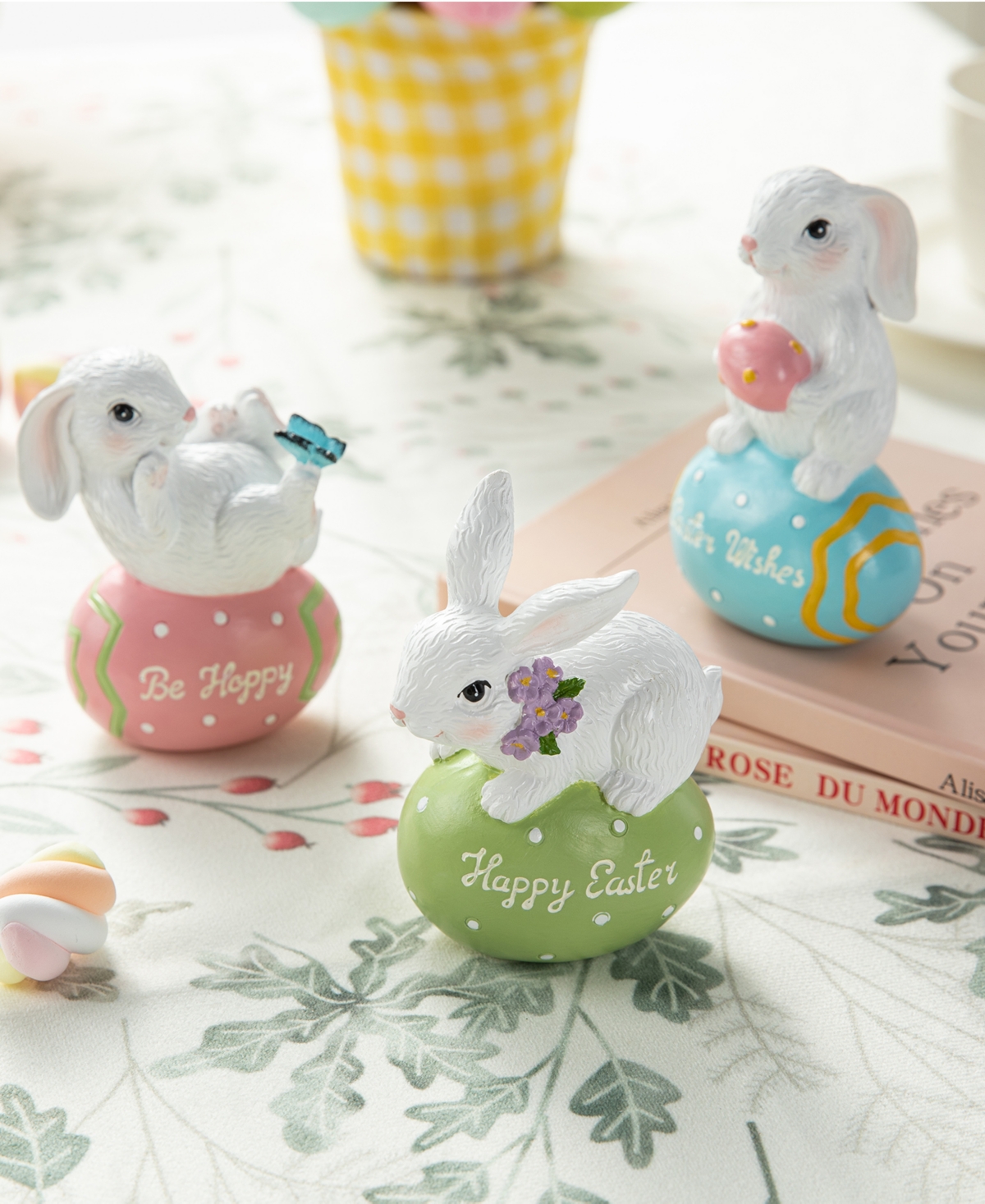 Glitzhome 4.5" H Easter Resin Bunny Table Decor, Set of 3