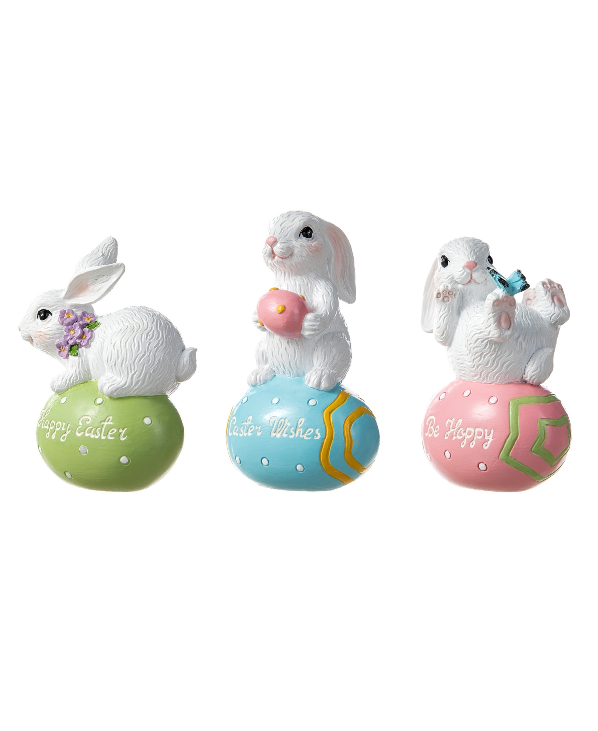 Glitzhome 4.5" H Easter Resin Bunny Table Decor, Set Of 3 In Multi