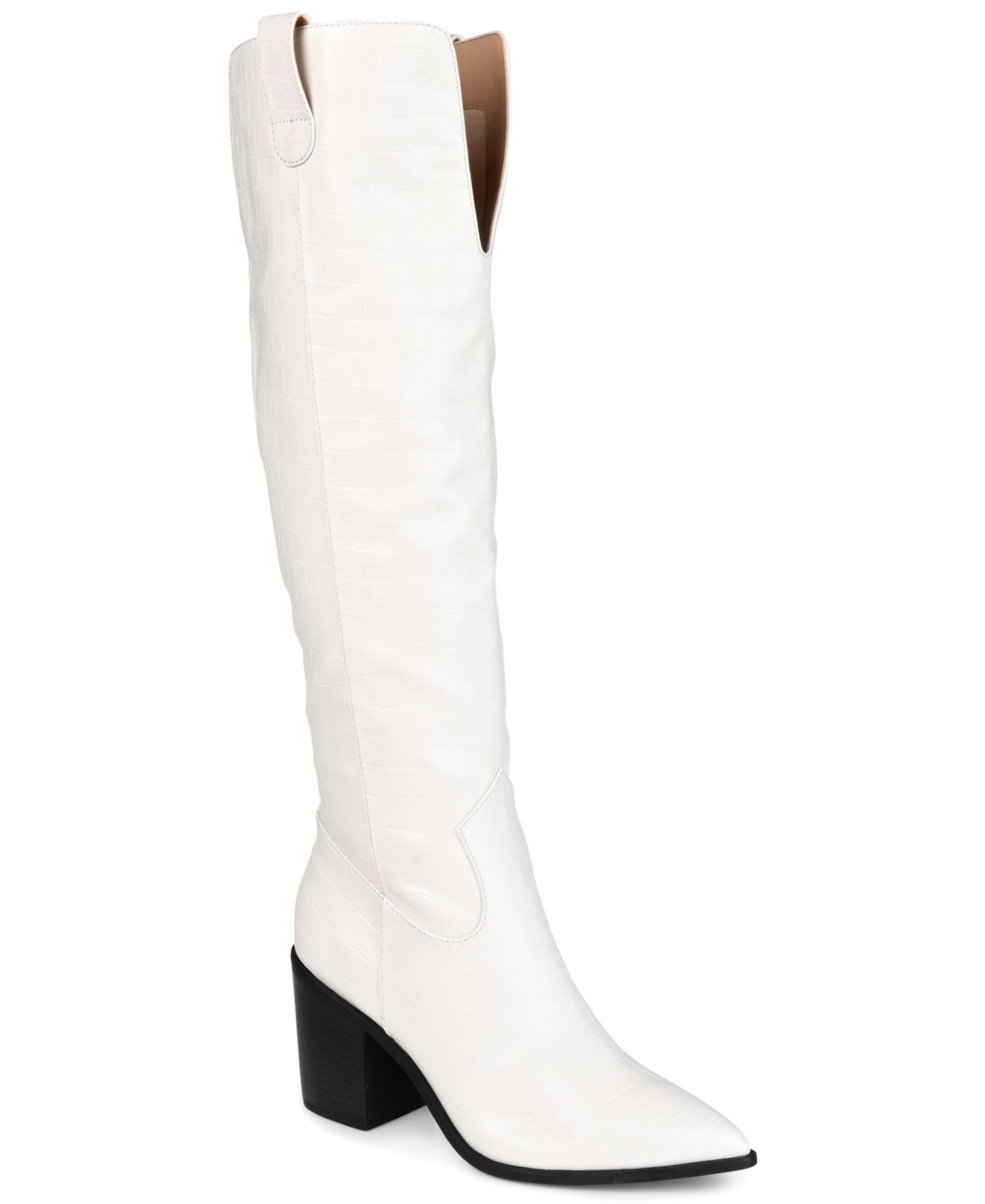 Женские ботинки Journee Collection Therese Block Heel Knee High Dress Boots, Regular, Wide Calf, & Extra Wide Calf, цвет: Костяной — фото 1