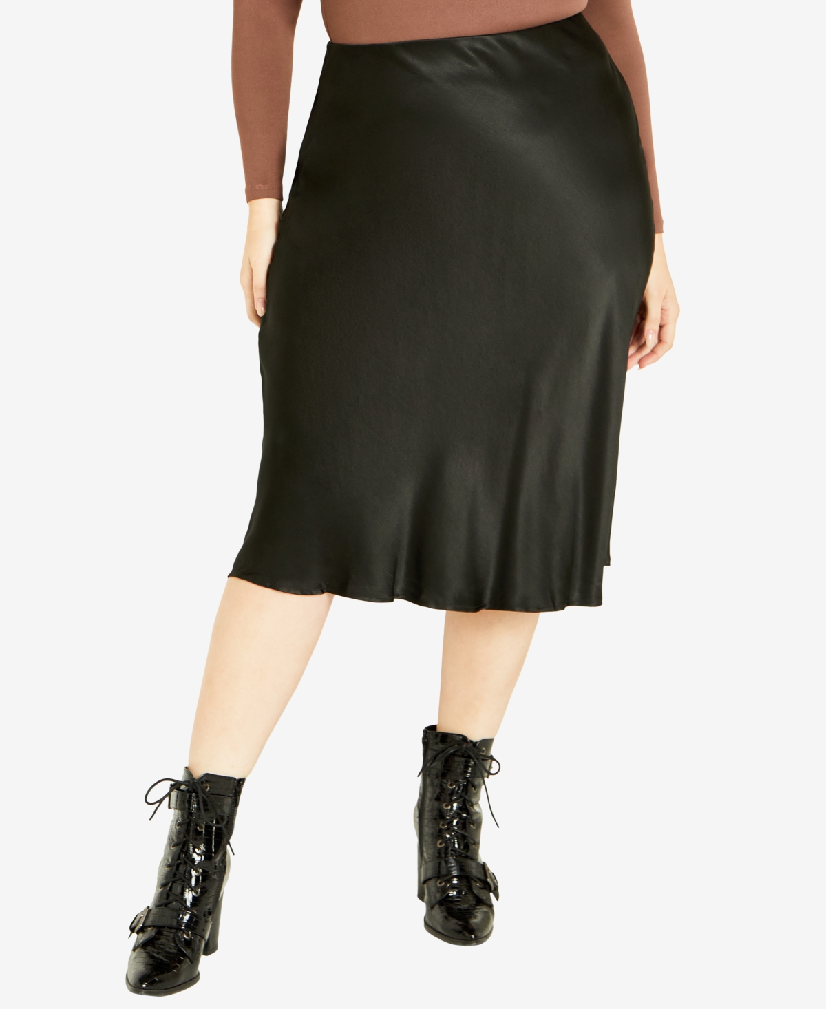 Avenue Plus Size Sara Midi Skirt In Black
