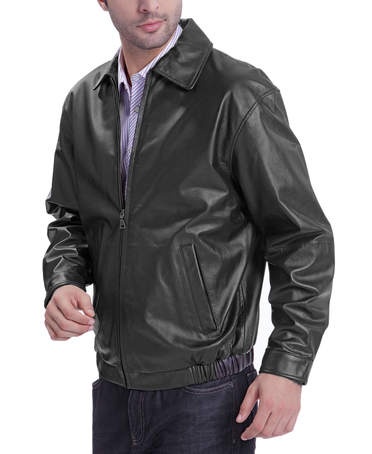 Bgsd Men Derrick Leather Bomber Jacket - Tall