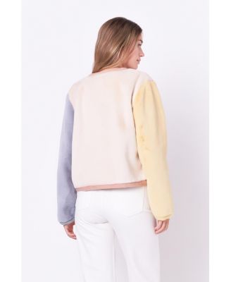 Women's Color block Faux Fur Jacket