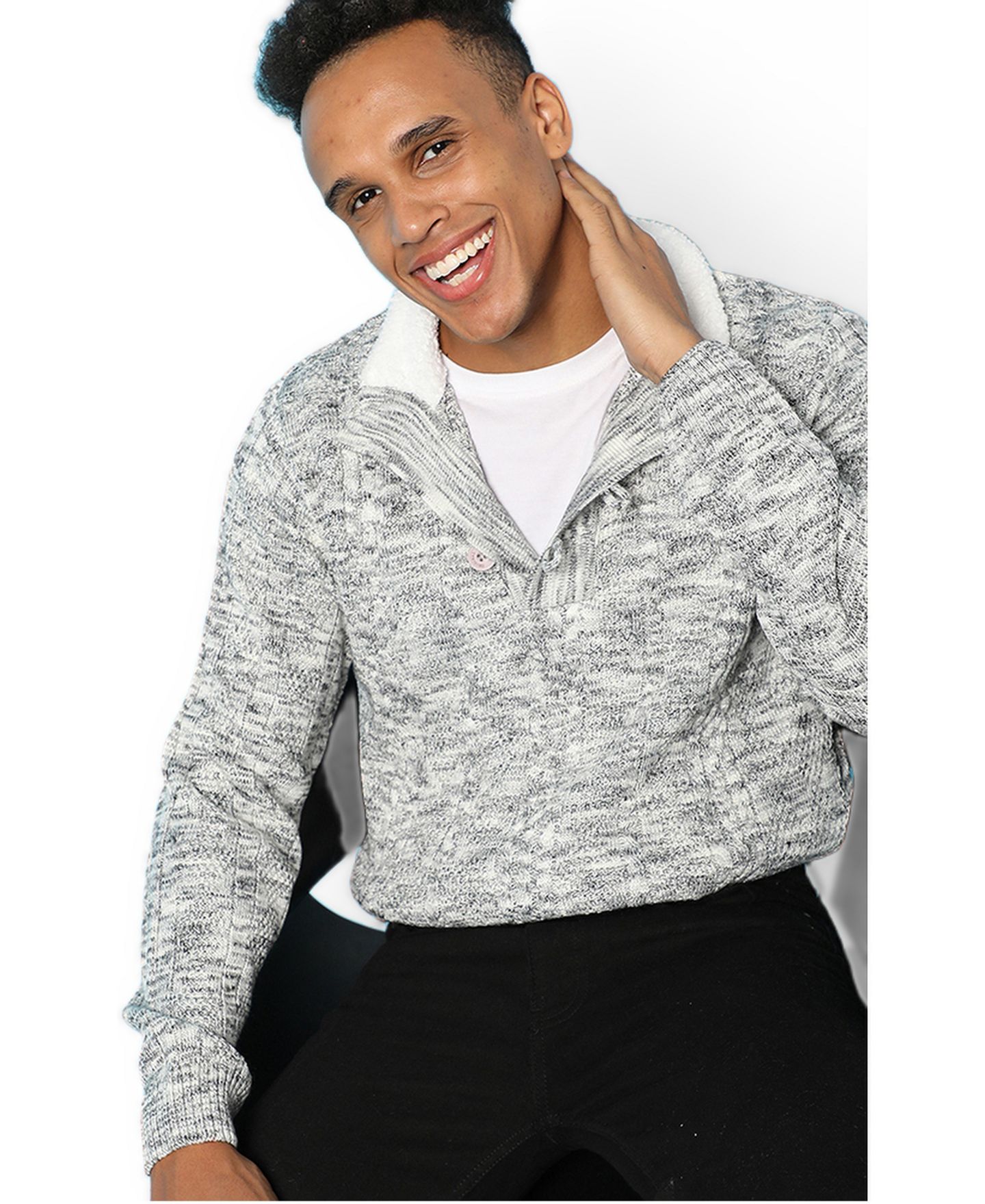 Мужской свитер Cahoot Campus Sutra Grey Heathered Cable Knit, цвет: Серый — фото 2