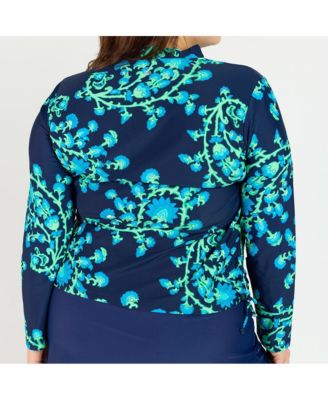 Women's Plus Size Half-Zip Nora Swim Top