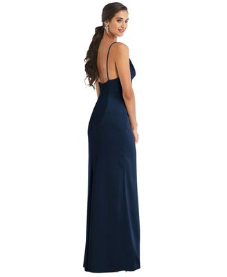Women's Cowl-Neck Draped Wrap Maxi Dress with Front Slit