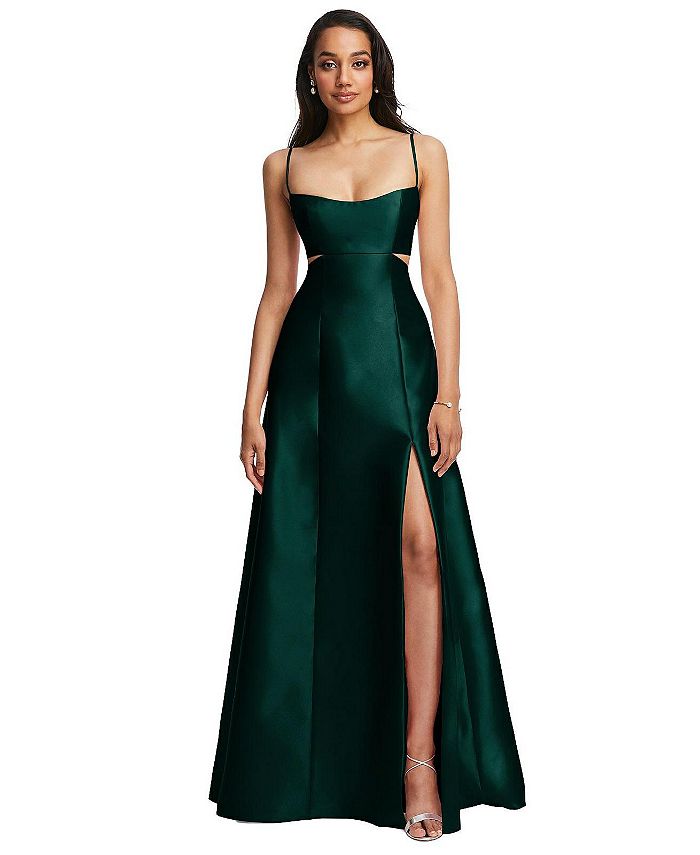 Alfred Sung Womens Open Neckline Cutout Satin Twill A-Line Gown with ...