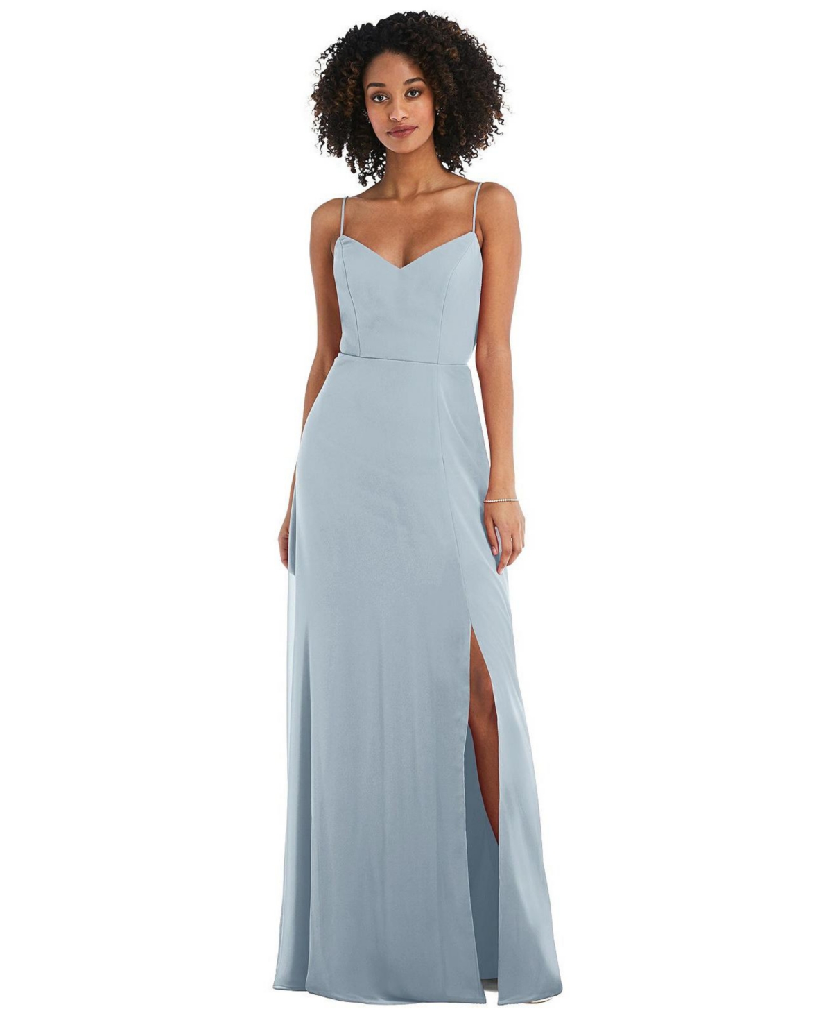 Women's Tie-Back Cutout Maxi Dress with Front Slit - Willow green