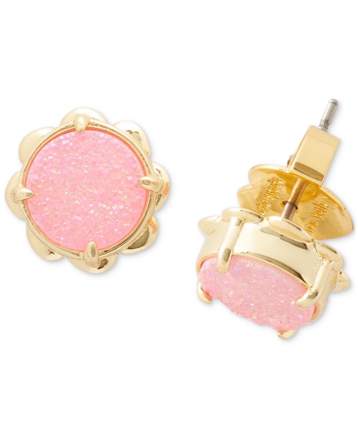 Shop Kate Spade Gold-tone Glam Gems Stud Earrings In Pink,gold